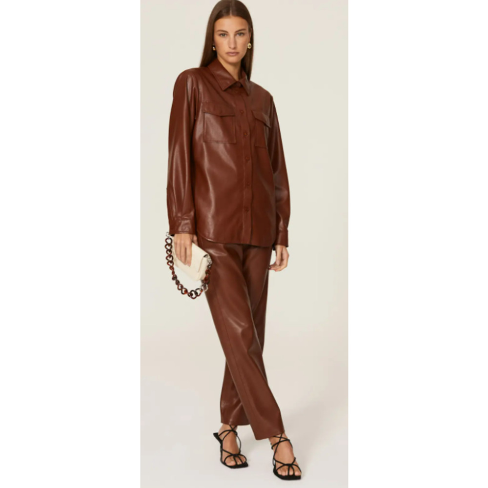 Anine Bing Hutton Faux Leather Shirt